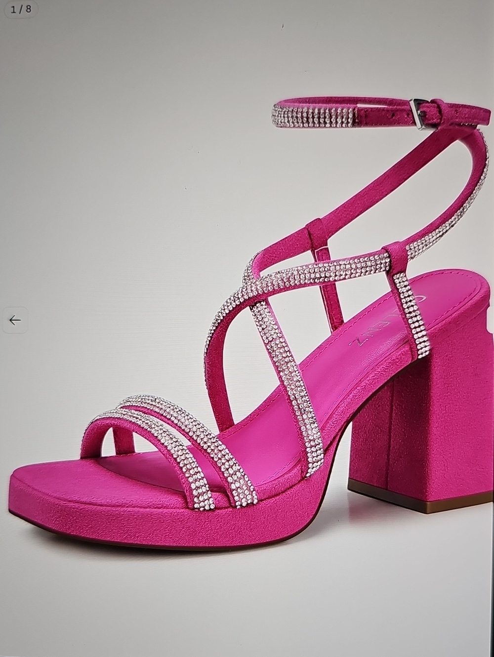 Elle Hot Pink Rhinestone Block Heel Sandal